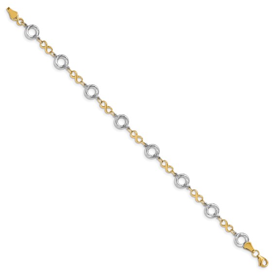Leslie's 10K Two-tone Polished Textured Infinity Bracelet