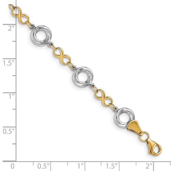 Leslie's 10K Two-tone Polished Textured Infinity Bracelet