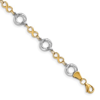 Leslie's 10K Two-tone Polished Textured Infinity Bracelet
