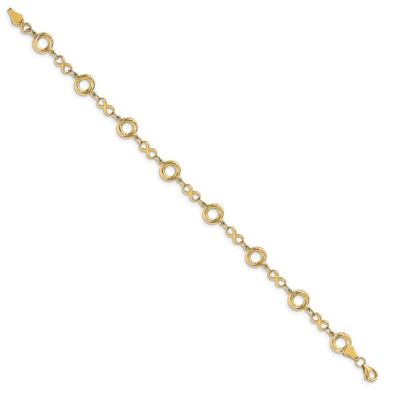 Leslie's 10K Polished Textured Infinity Link Bracelet