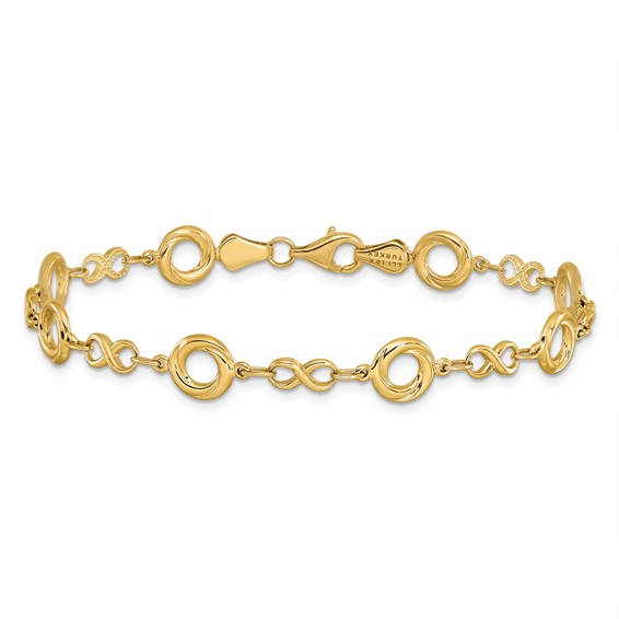 Leslie's 10K Polished Textured Infinity Link Bracelet