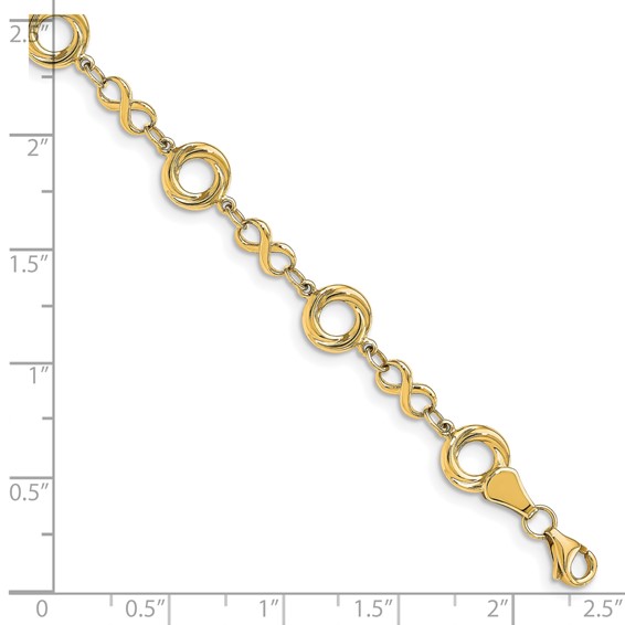 Leslie's 10K Polished Textured Infinity Link Bracelet
