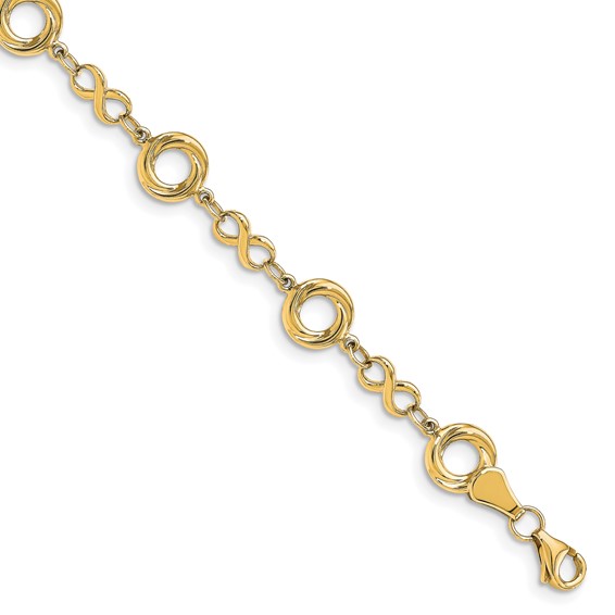 Leslie's 10K Polished Textured Infinity Link Bracelet
