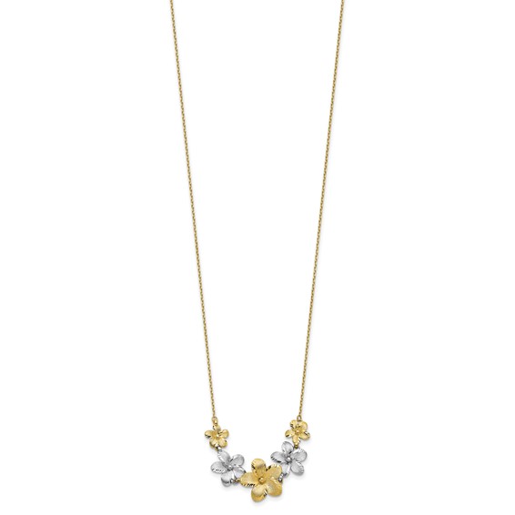 Leslie's 10K Two-tone Polished and Brushed D/C Flower Necklace