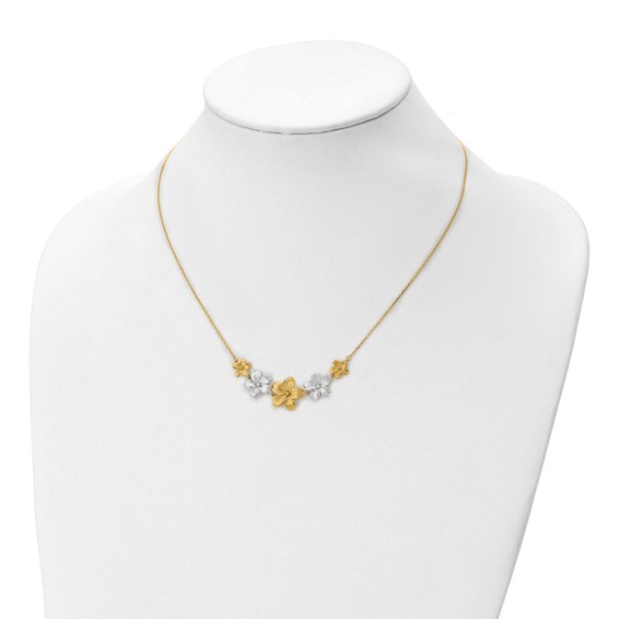Leslie's 10K Two-tone Polished and Brushed D/C Flower Necklace