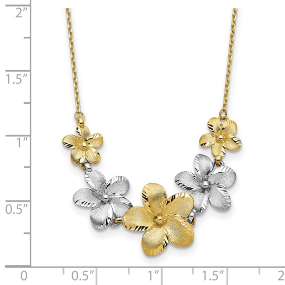 Leslie's 10K Two-tone Polished and Brushed D/C Flower Necklace