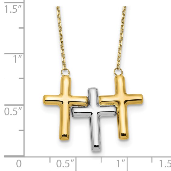 Leslie's 10K Two-tone Polished 3-Cross Necklace