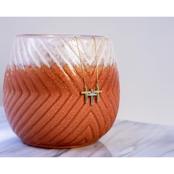 Leslie's 10K Two-tone Polished 3-Cross Necklace