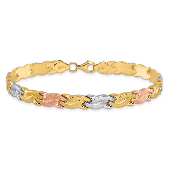 Leslie's 10K Tri-color Polished and Brushed Bracelet