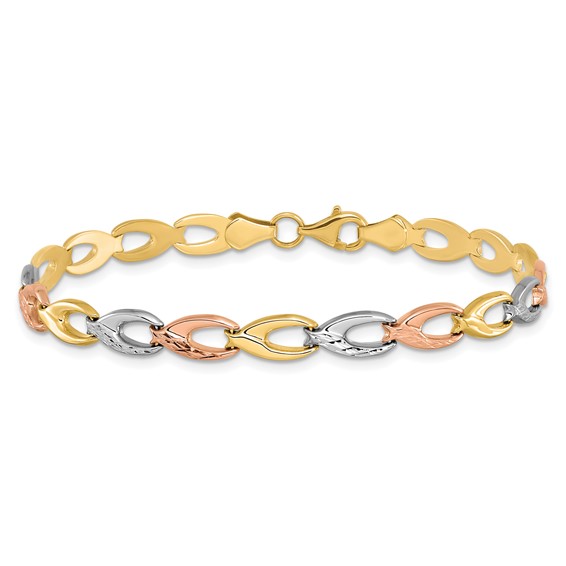 Leslie's 10K Tri-color Polished D/C Bracelet