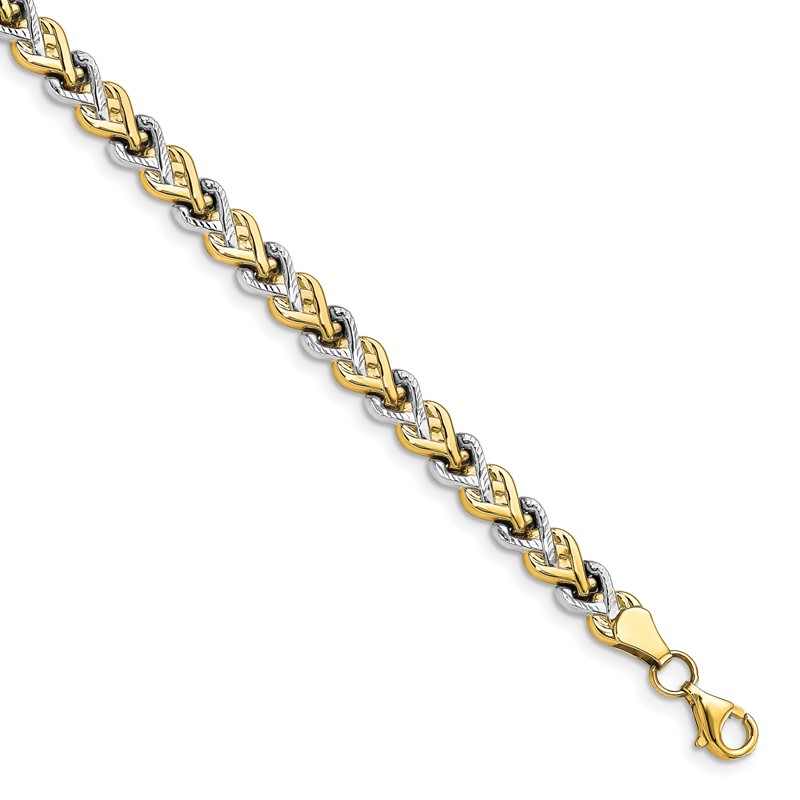 10K Rhodium-plated Polished D/C Bracelet