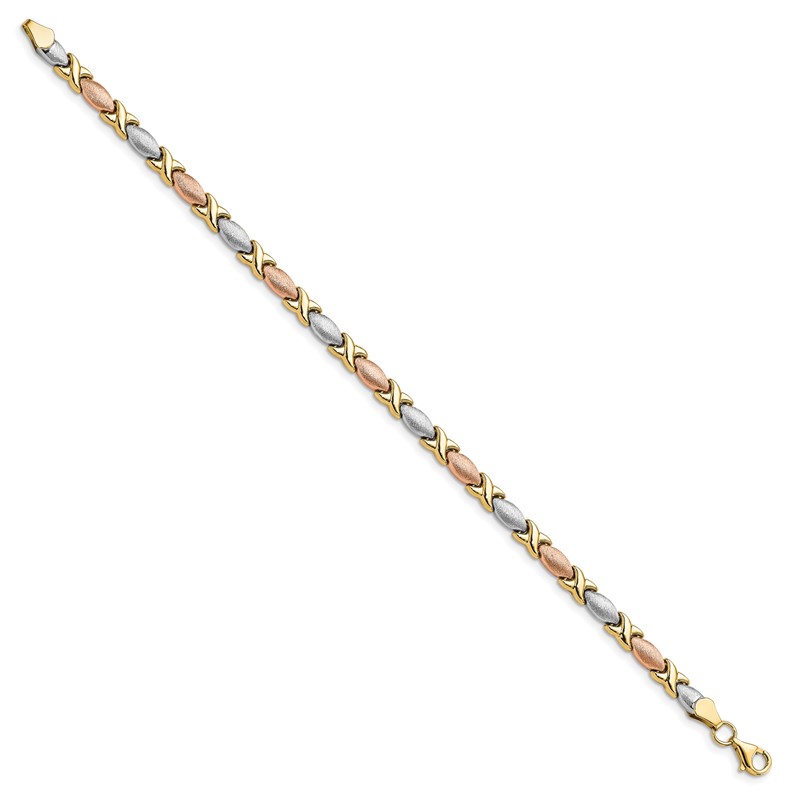 10K Tri-color Polished and Brushed Bracelet