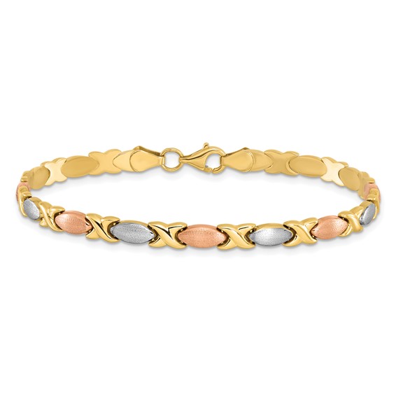 Leslie's 10K Tri-color Polished and Brushed Bracelet