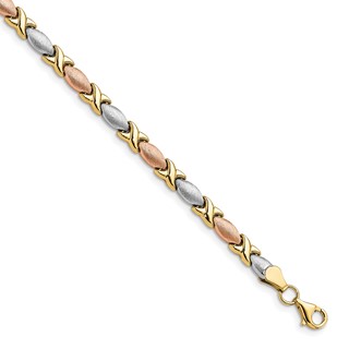 Leslie's 10K Tri-color Polished and Brushed Bracelet