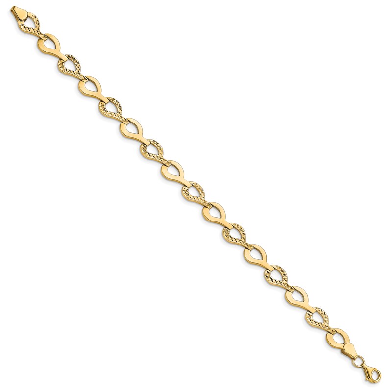 10K Polished Fancy D/C Link Bracelet