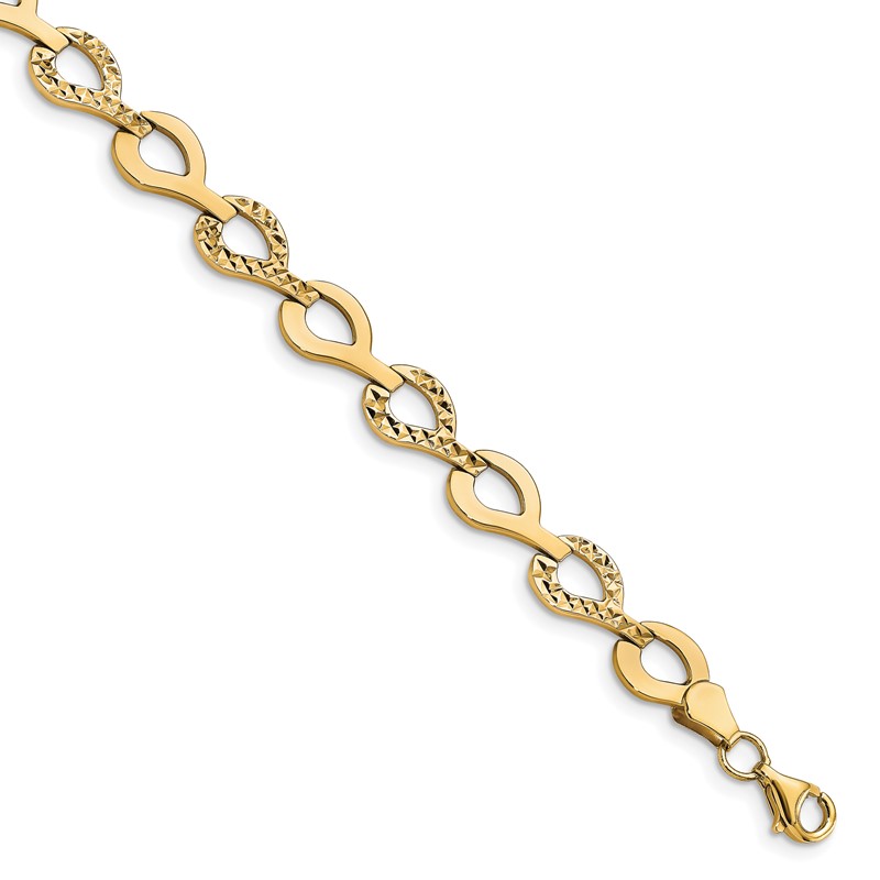 10K Polished Fancy D/C Link Bracelet