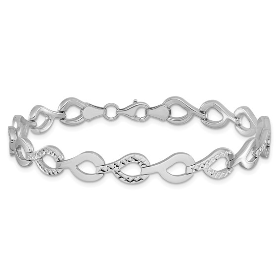 Leslie's 10K White Gold Polished D/C Fancy Link Bracelet