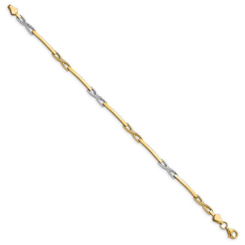 10K Rhodium-plated Polished Bracelet