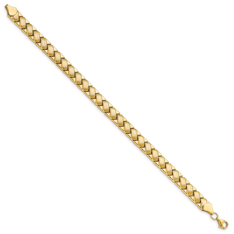10K Polished and Brushed Fancy Link Bracelet