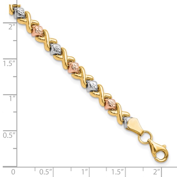 Leslie's 10k Tri-color Polished and D/C Bracelet