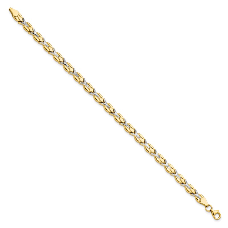 10k w/White Rhodium Polished/Diamond-cut Bracelet