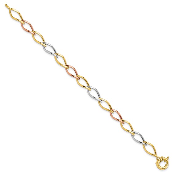 Leslie's 10k Tri-color Polished Link Bracelet