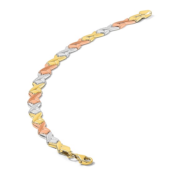 Leslie's 10k Tri-color Polished / Brushed and Diamond-cut  Bracelet