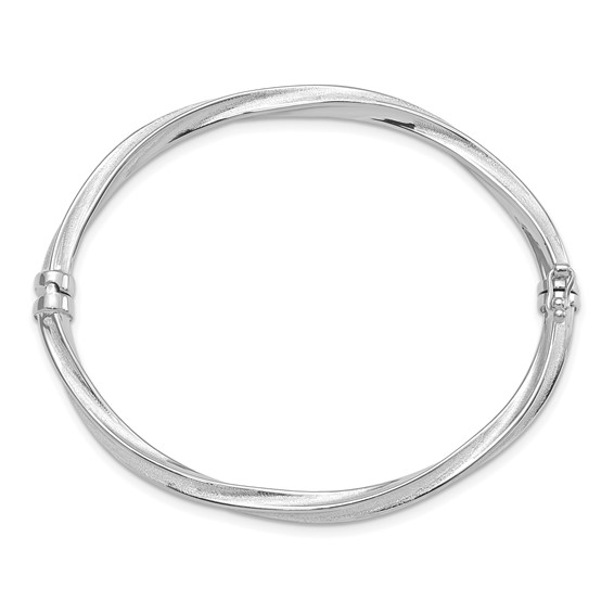 Leslie's 10k White Gold Polished and Brushed Hinged Bangle