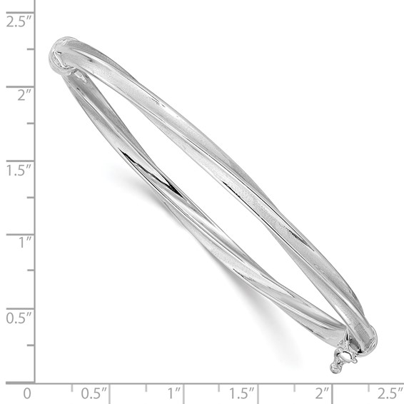 Leslie's 10k White Gold Polished and Brushed Hinged Bangle