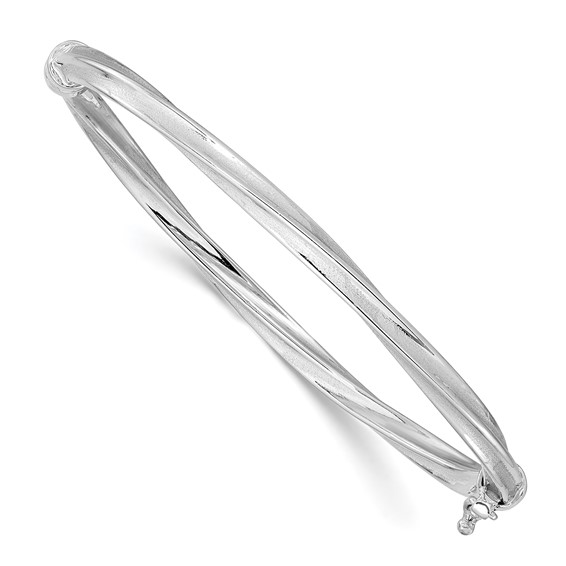 Leslie's 10k White Gold Polished and Brushed Hinged Bangle