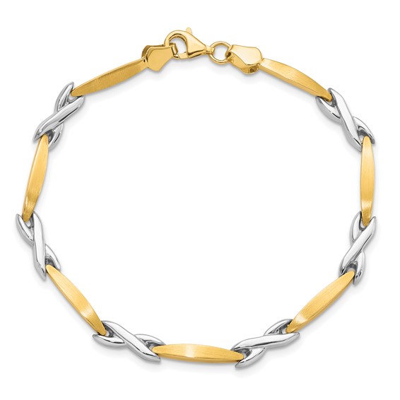 Leslie's 10k Two-tone Polished and Brushed Bracelet
