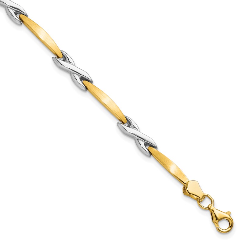 10k Two-tone Polished and Brushed Bracelet