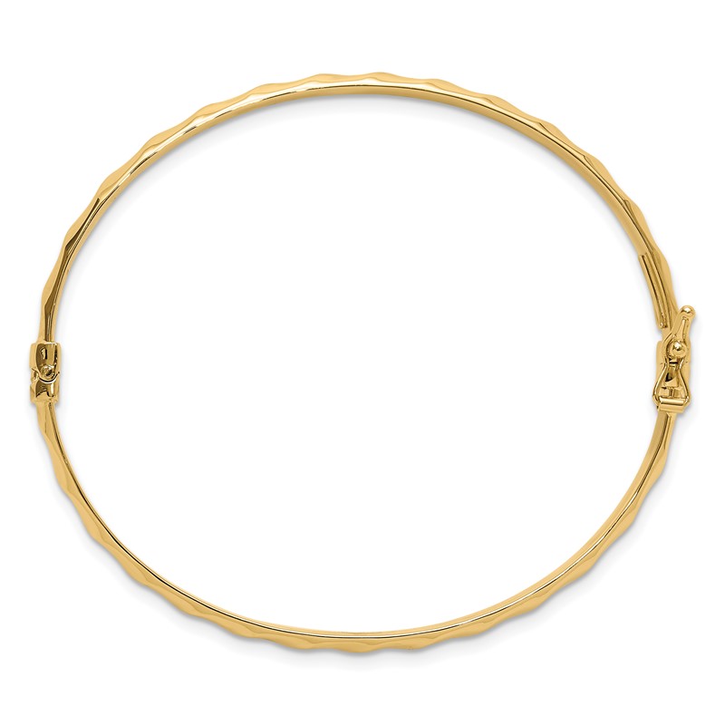 10K Polished Twisted Hinged Bangle