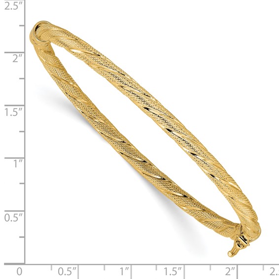 Leslie's 10K Polished and Textured Twisted Hinged Bangle