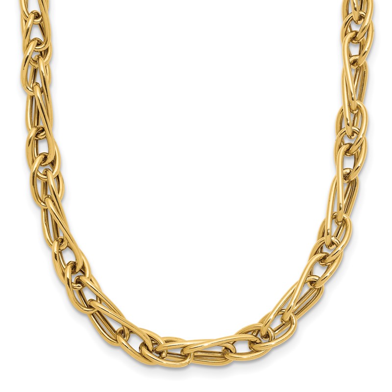 10K Polished Fancy Link w/1in ext. Necklace