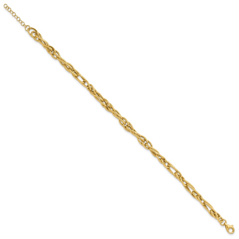10K Polished Fancy Link w/1in ext. Bracelet
