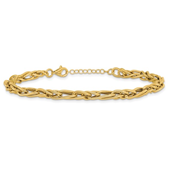 Leslie's 10K Polished Fancy Link w/1in ext. Bracelet