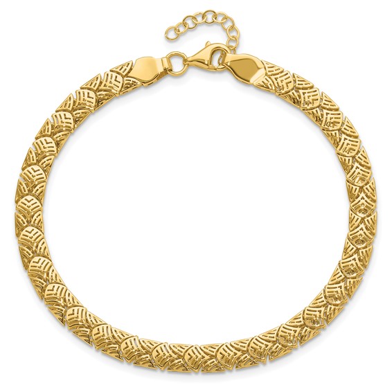 Leslie's 10K Polished Fancy Mermaid Pattern w/1in ext. Bracelet