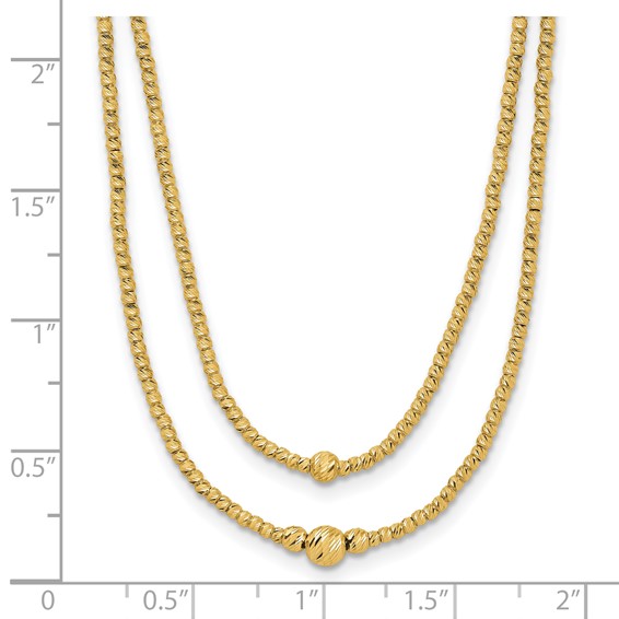 Leslie's 10K Polished and Diamond-cut beads 2-Strand Necklace