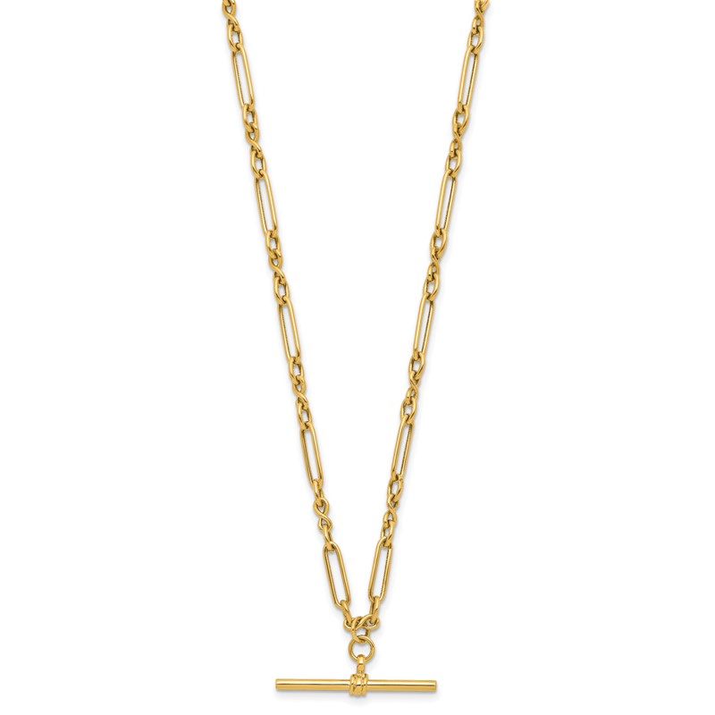 10K Polished Fancy Link Bar Necklace