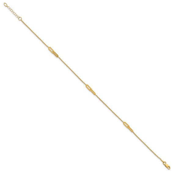 Leslie's 10K Link 3-Station 10 inch Plus 1 inch Extender - Total 11 inch Anklet