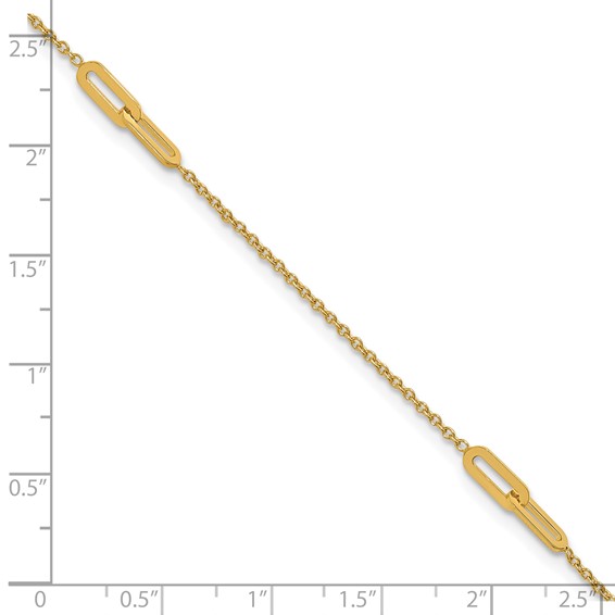 Leslie's 10K Link 3-Station 10 inch Plus 1 inch Extender - Total 11 inch Anklet