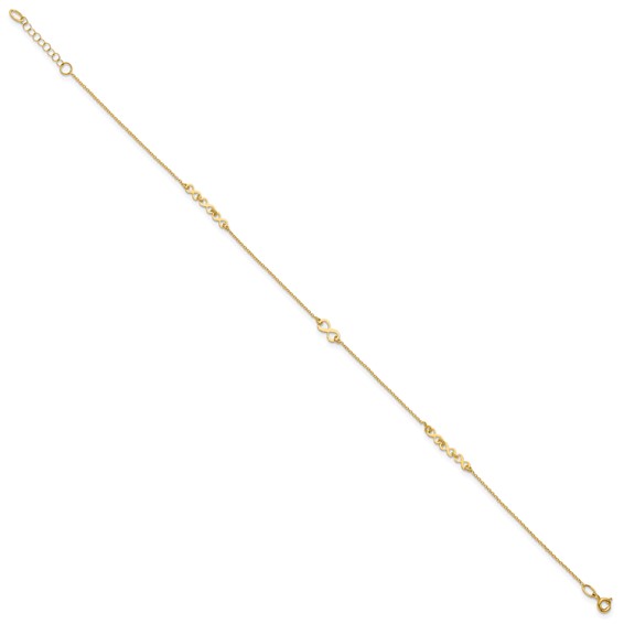 Leslie's 10K Polished Infinity 10 inch Plus 1 inch Extender - Total 11 inch Anklet