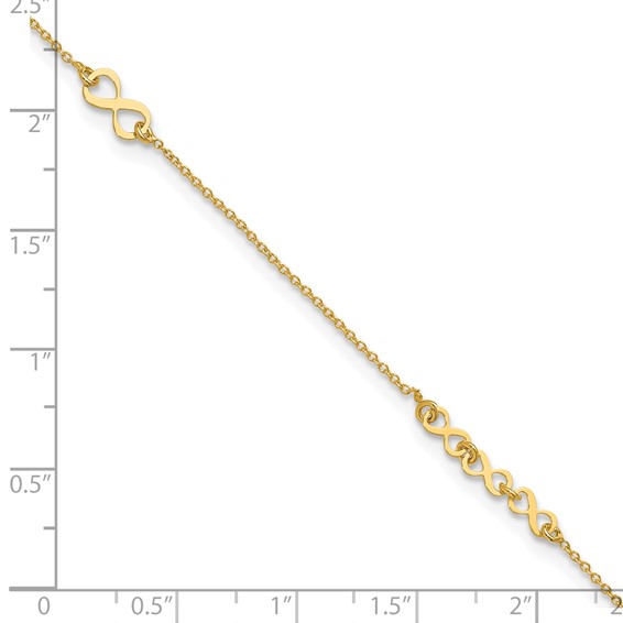 Leslie's 10K Polished Infinity 10 inch Plus 1 inch Extender - Total 11 inch Anklet