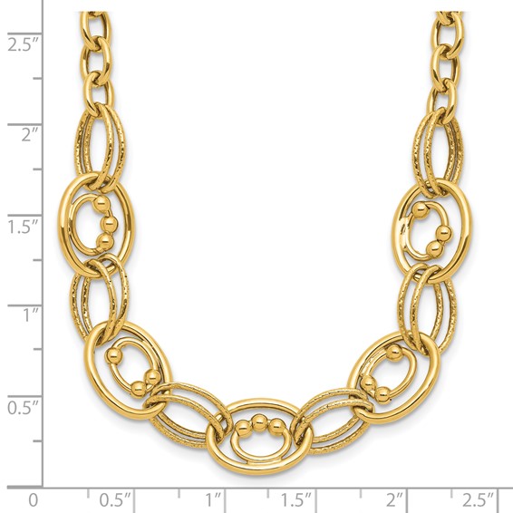 Leslie's 10K Polished and Textured Fancy Link Necklace