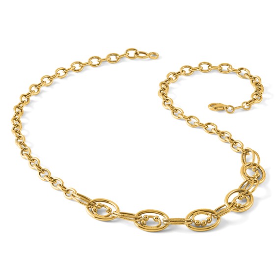 Leslie's 10K Polished and Textured Fancy Link Necklace