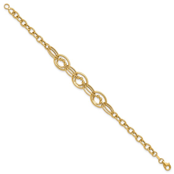 Leslie's 10K Polished and Textured Fancy Link Bracelet