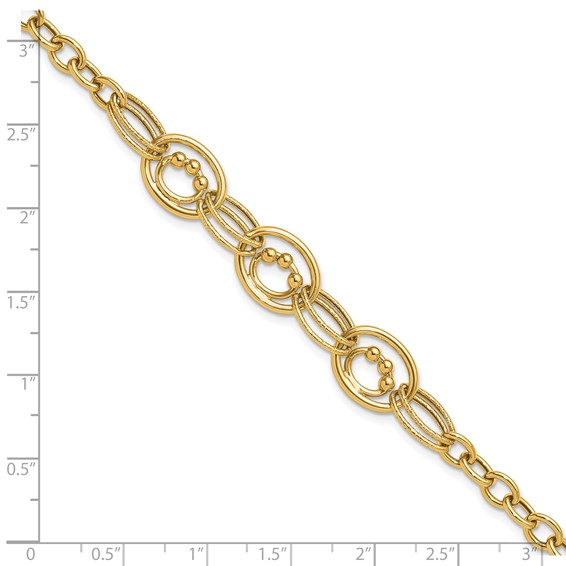Leslie's 10K Polished and Textured Fancy Link Bracelet