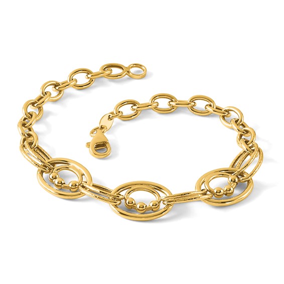 Leslie's 10K Polished and Textured Fancy Link Bracelet