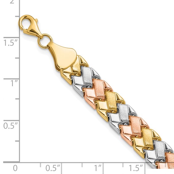 Leslie's 10K Two-tone w/Wht Rhodium Polished/Satin Fancy Link Bracelet